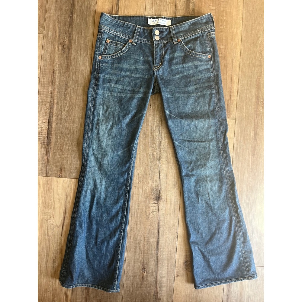 HUDSON‎ Signature Boot Cut Jeans Low Rise Form Fitting Dark Wash Womens Size 28